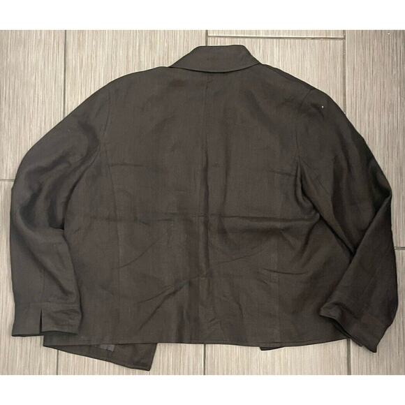 Talbots Black 100% Pure Irish Linen Open Front Blazer Jacket Womens Size 12 - Picture 5 of 5